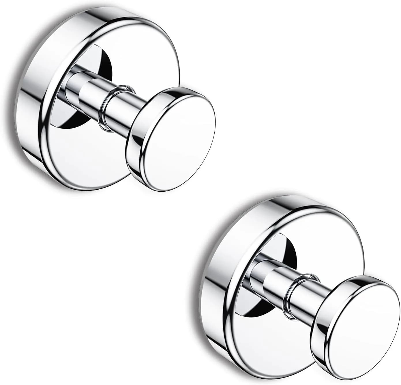 Suction Cup Hooks 2 Pack, Heavy Duty Removable Towel Hooks for Bathroom, No-Drill Wall Hooks for Glass, Tile, and Smooth Surfaces, Chrome Finish Rustproof