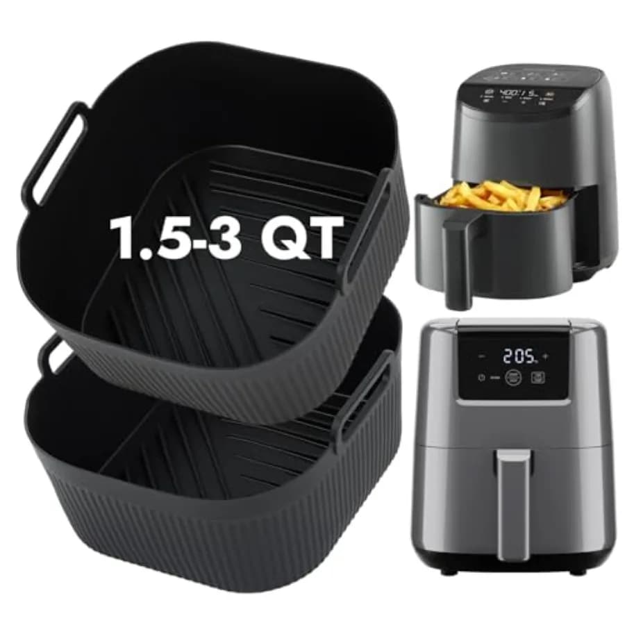 Small Silicone Air Fryer Liners for 1.5 to 3 QT Airfryer, 5.5in Mini Reusable Airfryer Silicone Liner, Compatible with CHEFMAN