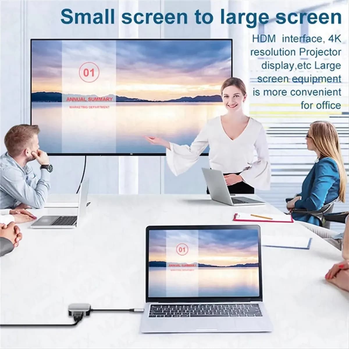【Vendita stagionale】 Docking station USB C, adattatore extender VGA compatibile da USB-C a HDMI 2 in 1 per smartphone portatile