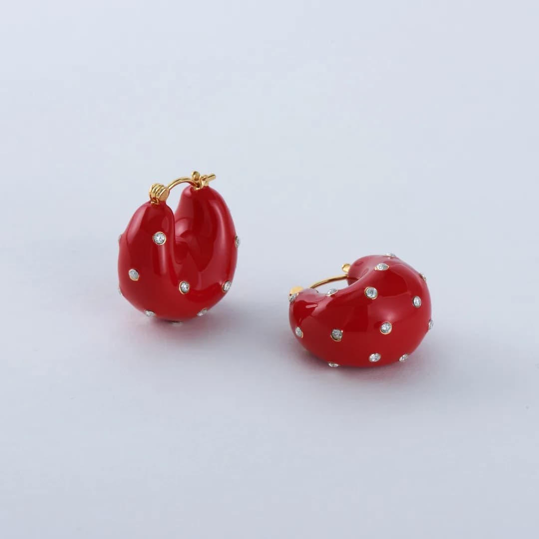 Orecchini a Cerchio a C con Zirconi Placcati Oro 18K, Smaltati a Goccia, Colorati, di Lusso Leggero, Regalo di Gioielleria alla Moda da Donna
