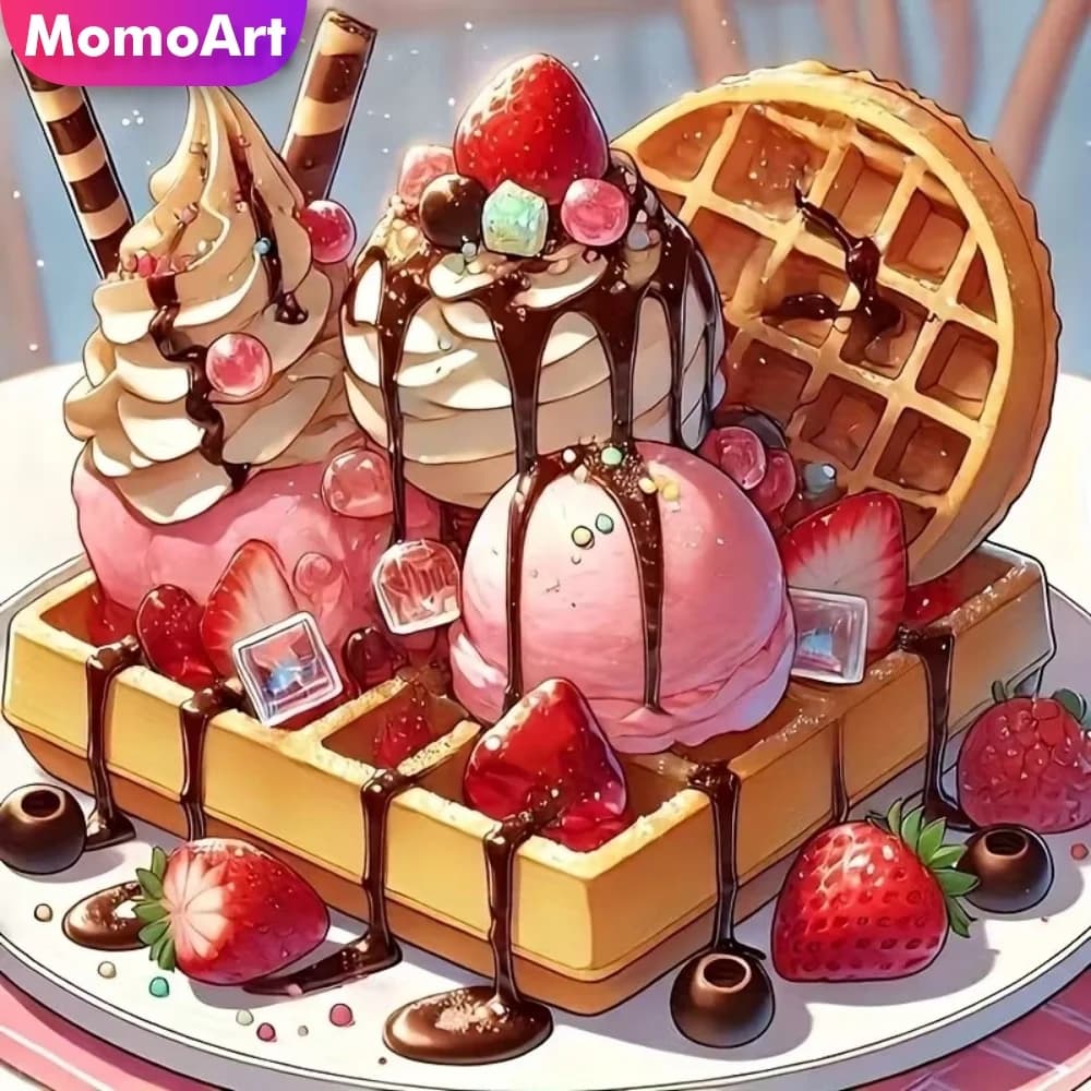 Momoart Diamond Embroidery Ice Cream Painting Landscape New Arrival Diamond Mosaic Dessert Acrylic Craft Supplies DIY Wall Decor