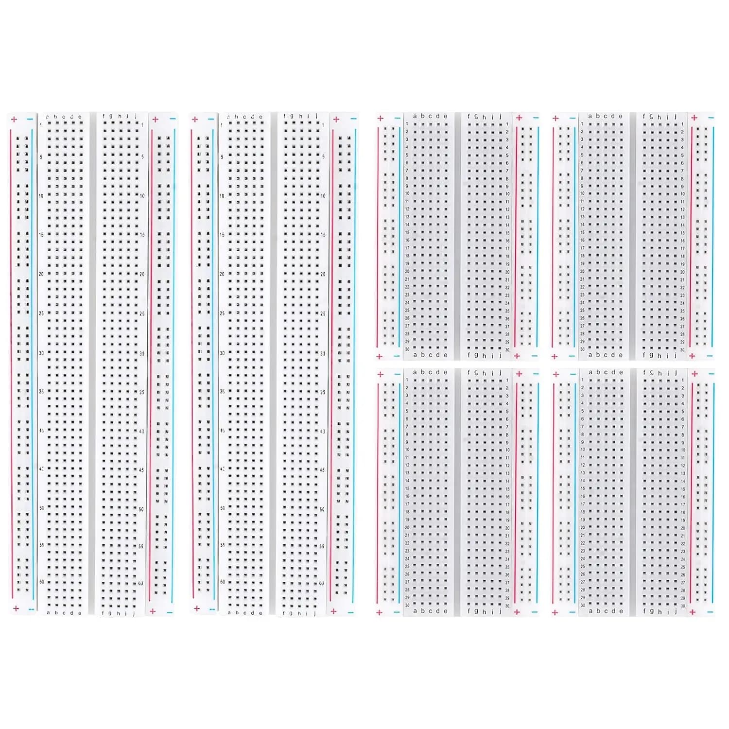 Set di 6 Blocchi di Distribuzione Elettrica per Breadboard, Compatibili con Arduino Proto Shield e Prototype Shield