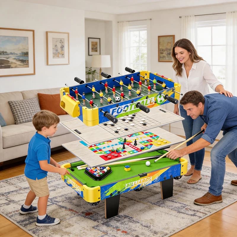 4 In 1 Kids Game Table Set - Foosball, Billiards, Flying Chess, Gomoku,table Football Machine，children's Home Indoor Billiards T