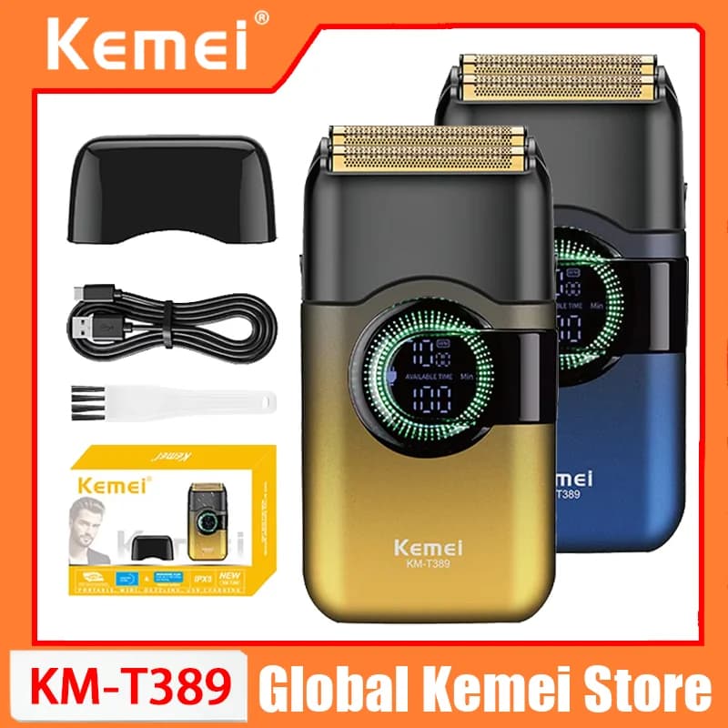 Kemei T389 Rasoio Elettrico alla Moda, Tagliacapelli, Regolabarba Professionale Ricaricabile per Uomo
