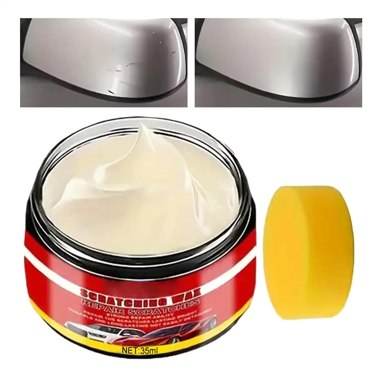 Agente Lucidante per Auto, Rimuovi Graffi 35ml, Ripristinatore Vernice Auto, Cera Riparatrice Graffi per Veicoli, Camper, Camion, Auto Berlina