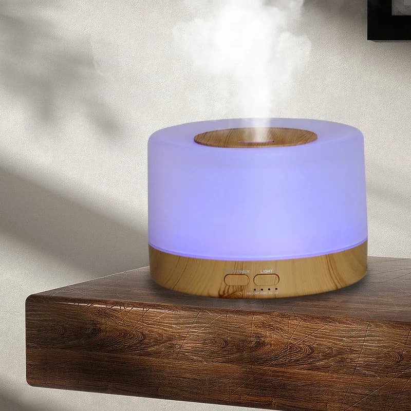 Diffusore di Aromi Elettrico da Tavolo 700ML con Effetto Legno, Luci LED e Telecomando, Umidificatore d'Aria e Diffusore di Oli Essenziali