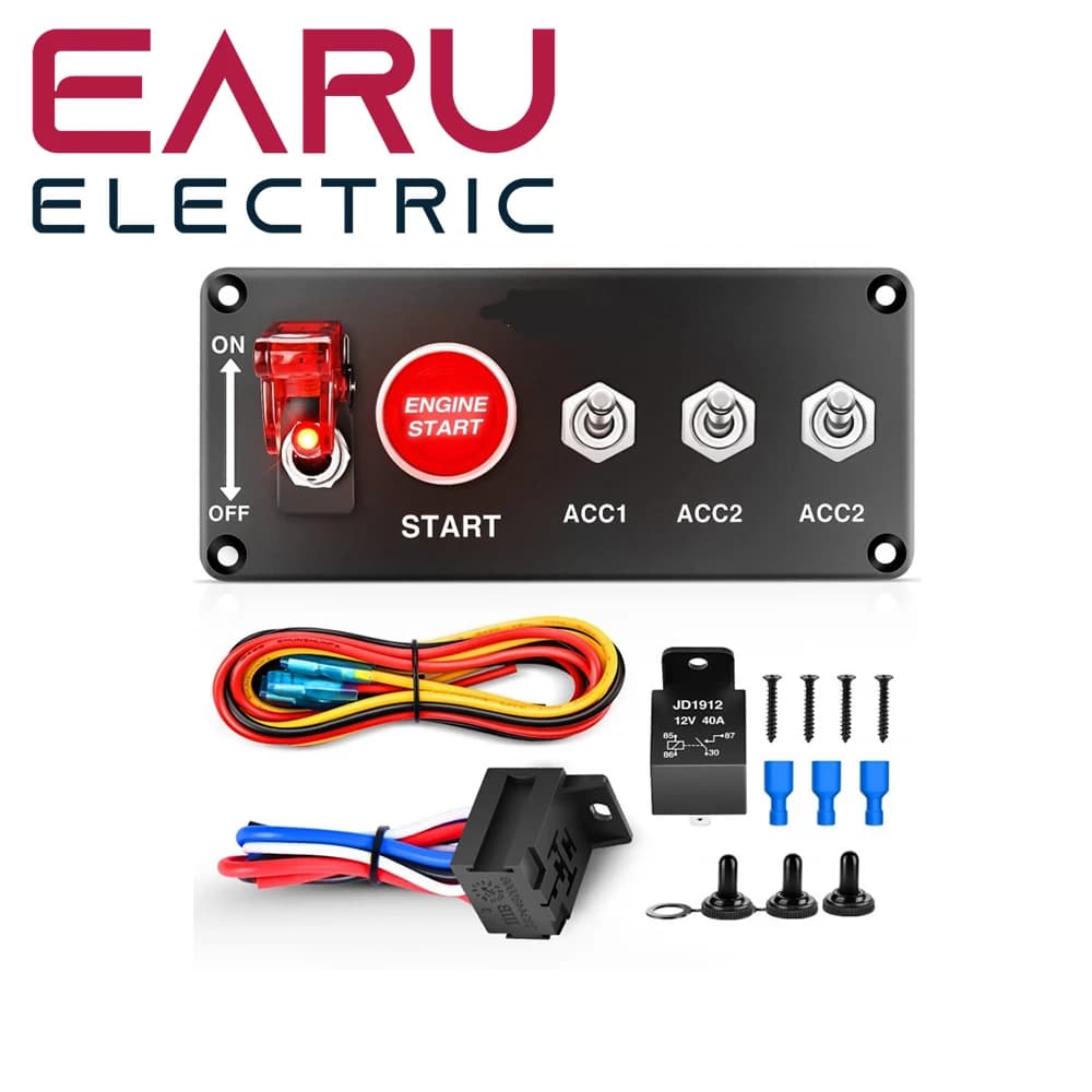Pannello interruttori a bilanciere per avviamento per auto da corsa 12V Start Stop Pulsanti di accensione Toggle leggero per accessori automobilistici per camion marino per barche