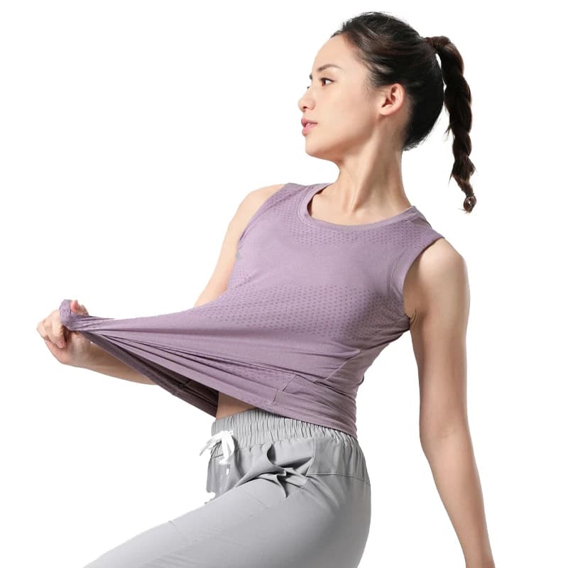 Canotta senza maniche da allenamento per Yoga da donna canotta sportiva traspirante di base gilet Fitness Quick Dry Training Sportswear Tank Shirt