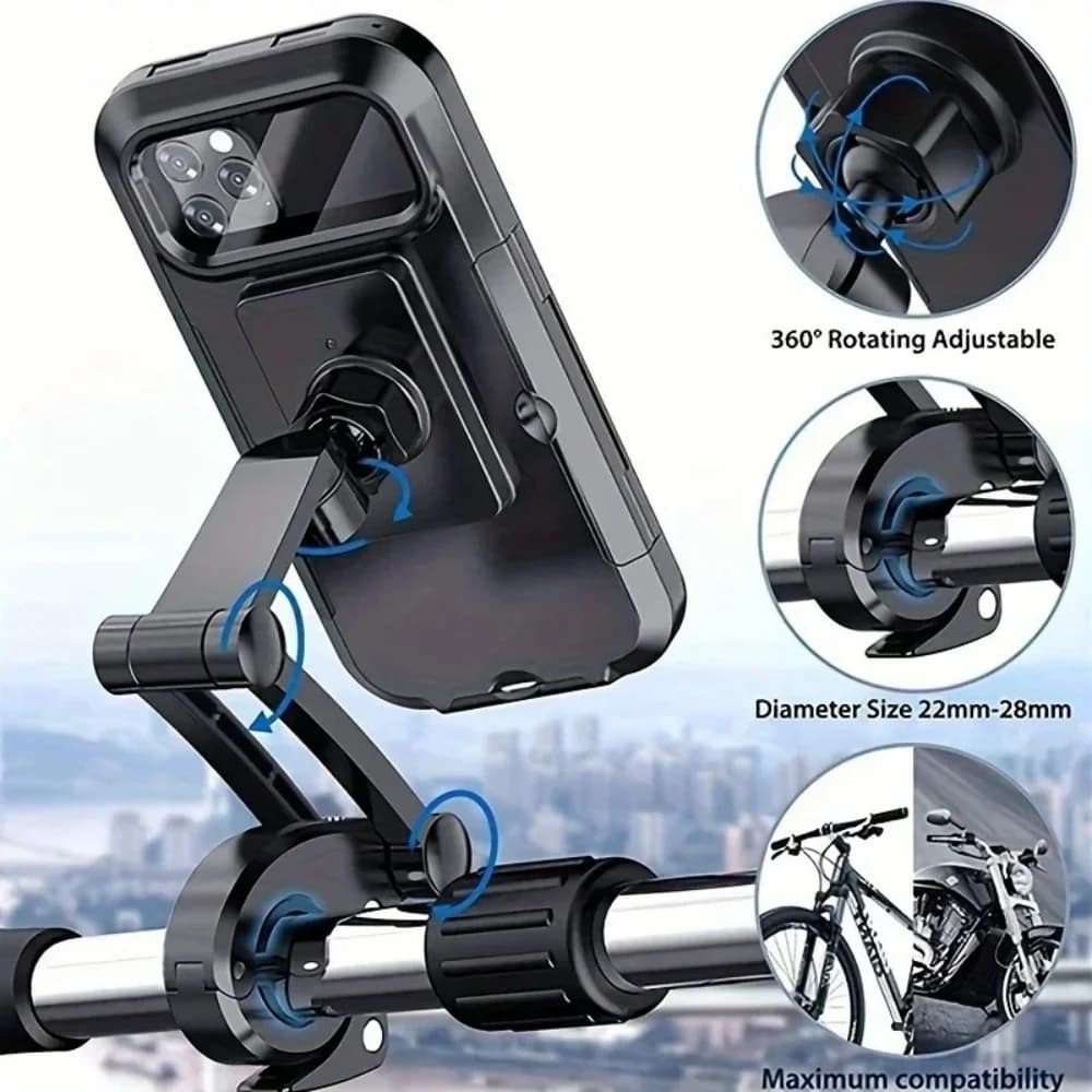 360 ° Supporto Girevole e Regolabile per Cellulare da Moto, Universale per Bicicletta, GPS, Impermeabile, Supporto per Telefono Mobile da Moto e Bici