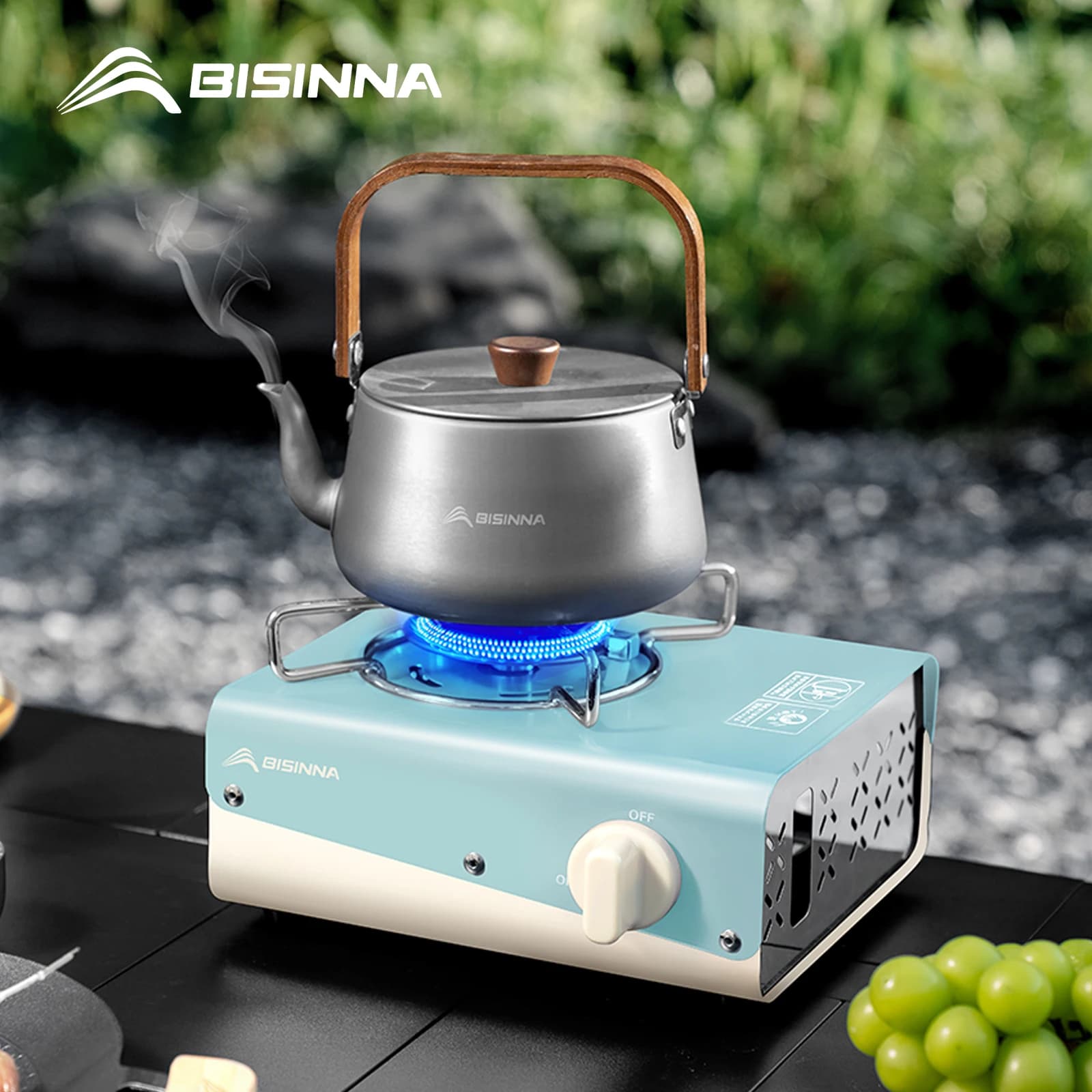 BISINNA Camping gas burner Portable gas box stove 4200W High-powered tourist fire burner for outdoor picnic Hiking Barbeque