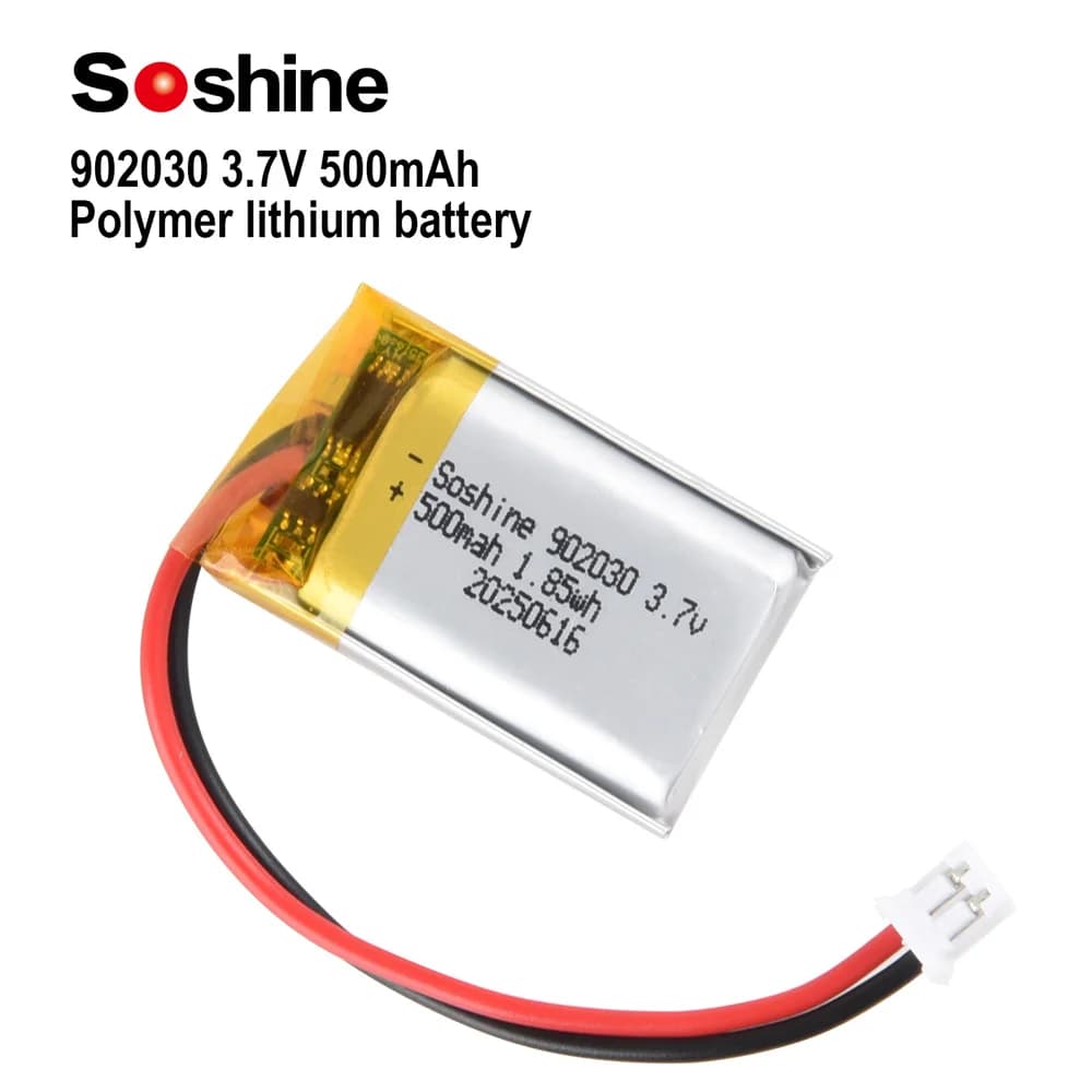 Soshine 902030 Battery 500mAh 3.7V Lipo Lithium polymer batteries for solar light DVD player Anti-theft device GPS massager