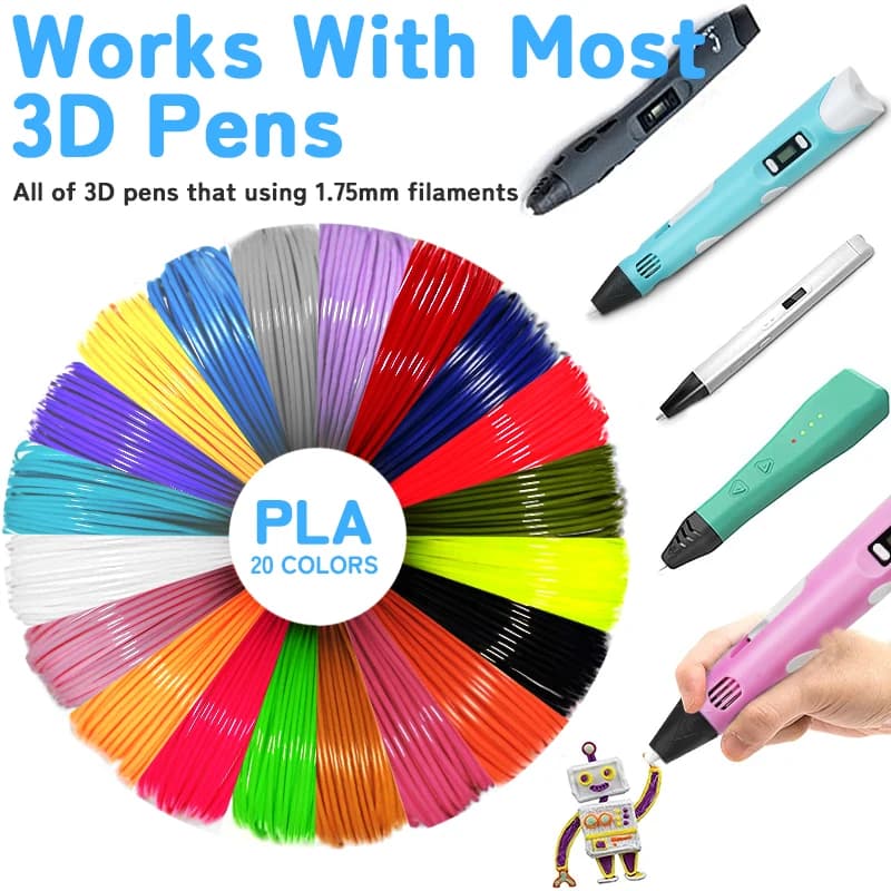 Nuovo Set di Filamenti PLA Diametro 1.75MM, Materiale per Stampa 3D per Penna 3D, 9M/36M/50M/100M/200M, Incolore, Inodore e Sicuro
