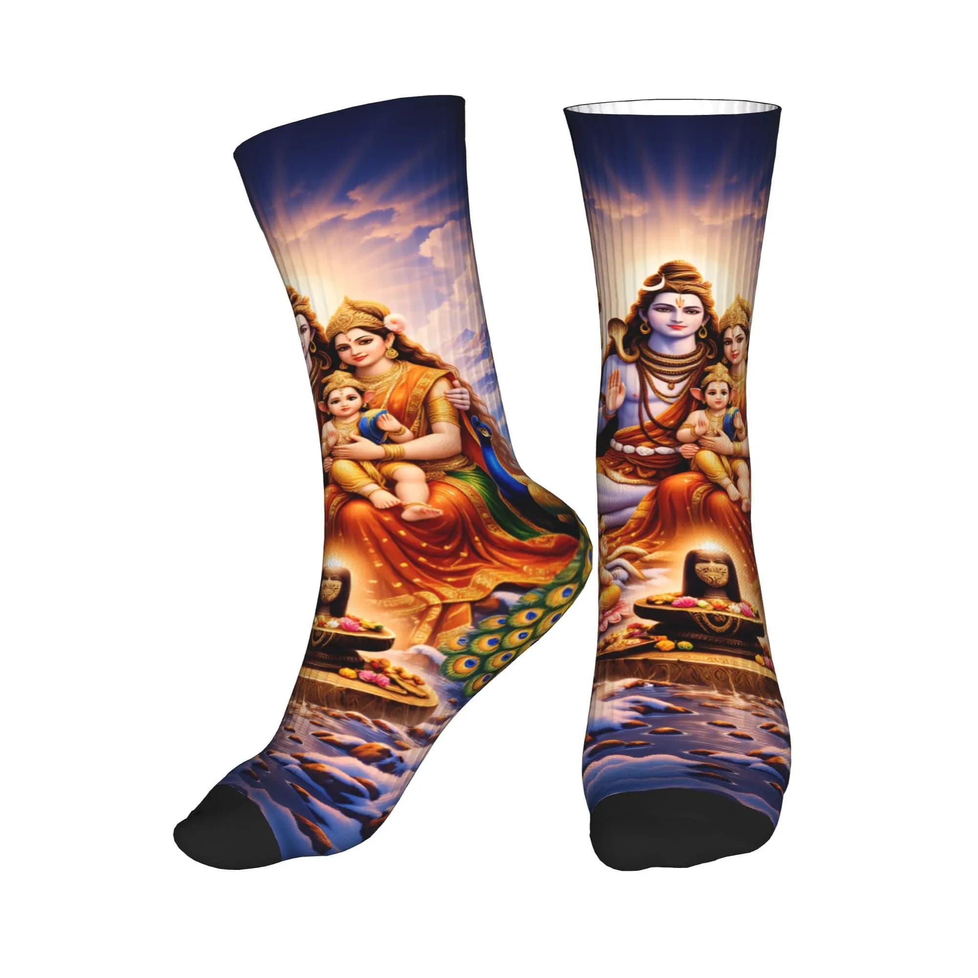 Calzini carini Lord Shiv Parvati Ganesh Kartikay Nandi per uomo e donna, calzini sportivi da basket Shiv Parivar con stampa 3D