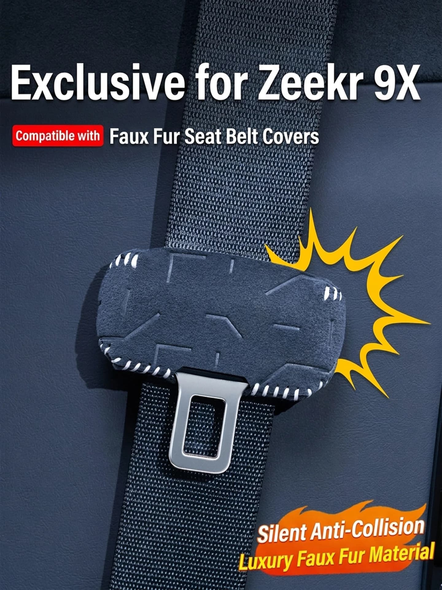 for ZEEKR 9X Seat Belt Buckle Protector Cover Suede leather Anti-Collision Anti-Scratch Interior Modification Accessories