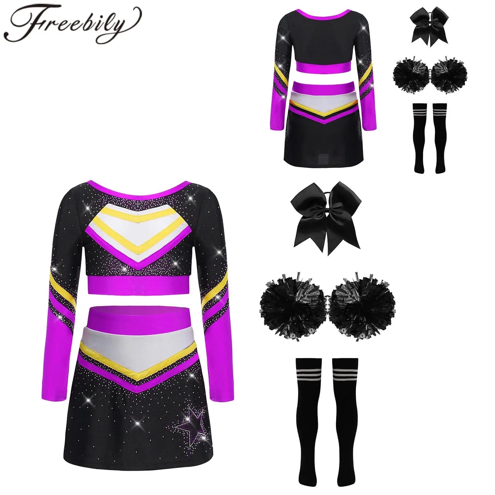 Uniforme da Cheerleader, Set per Squadra di Cheerleading, Abiti da Ballo per Ragazze, Costume da Cheerleader con Palline Floreali