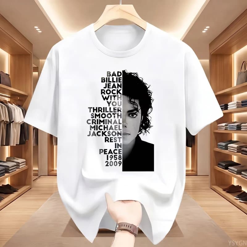 Michael Jackson King of Pop T Shirts Woman Short Sleeve King of Pop Era T-Shirt Casual Round Neck Printed Tshirt Woman Clothing