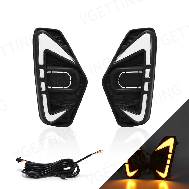 DRL Led Daytime Running Driving Fendinebbia Luce adatta per Nissan Navara NP300 Frontier 2020 2021 Indicatore di direzione impermeabile Giallo