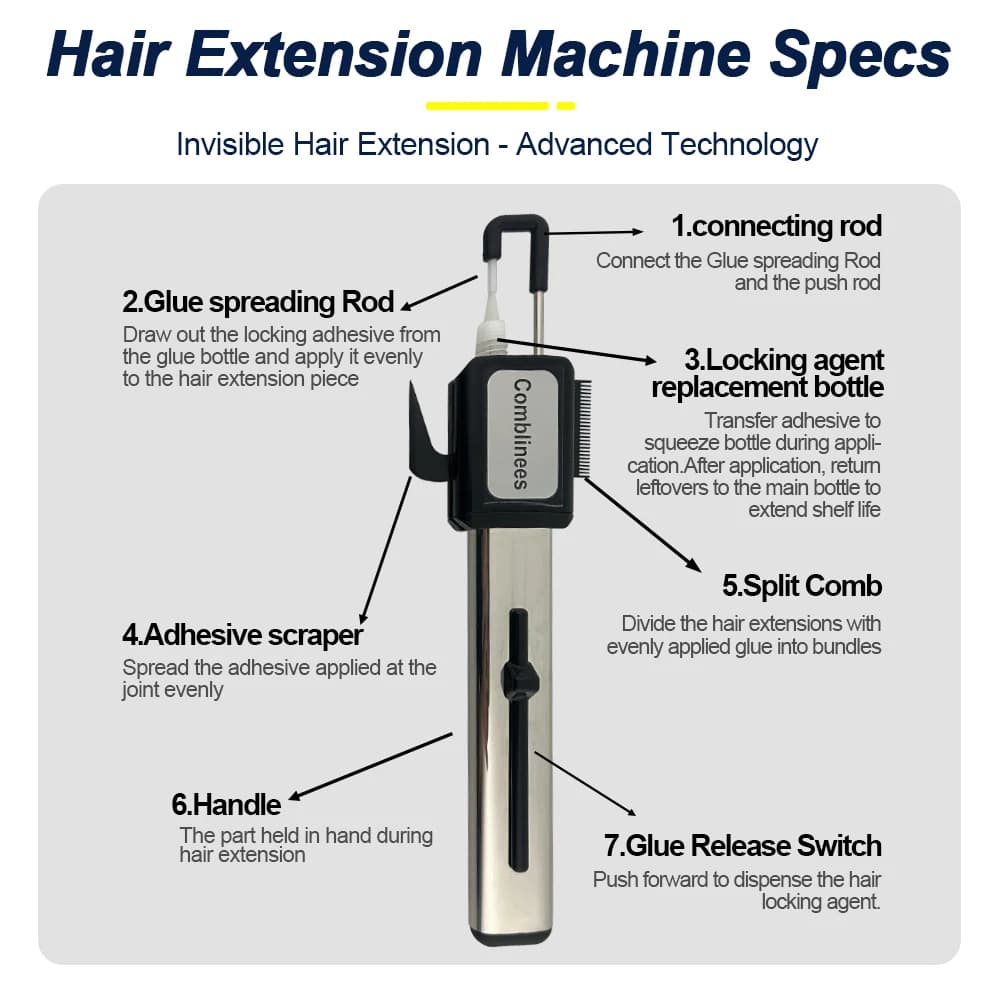 Nuova innovazione Comblinees Macchina per l'estensione dei capelli Colla per ghiaccio Kit per incollaggio ad asciugatura rapida Set di strumenti professionali per salone Nessuna luce UV richiesta