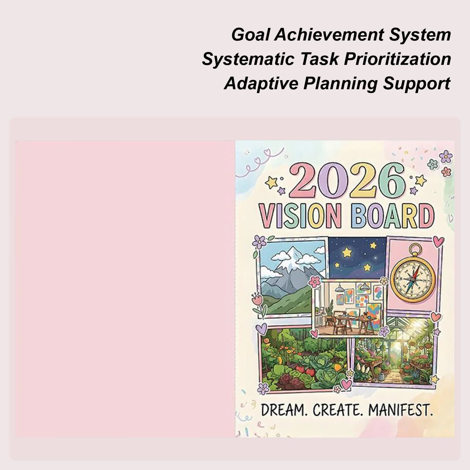 2026 Vision Board Pianificazione Libro Planner Notebook Goal Achievement Journal Goal Personal Planner Notebook Calendario per principianti