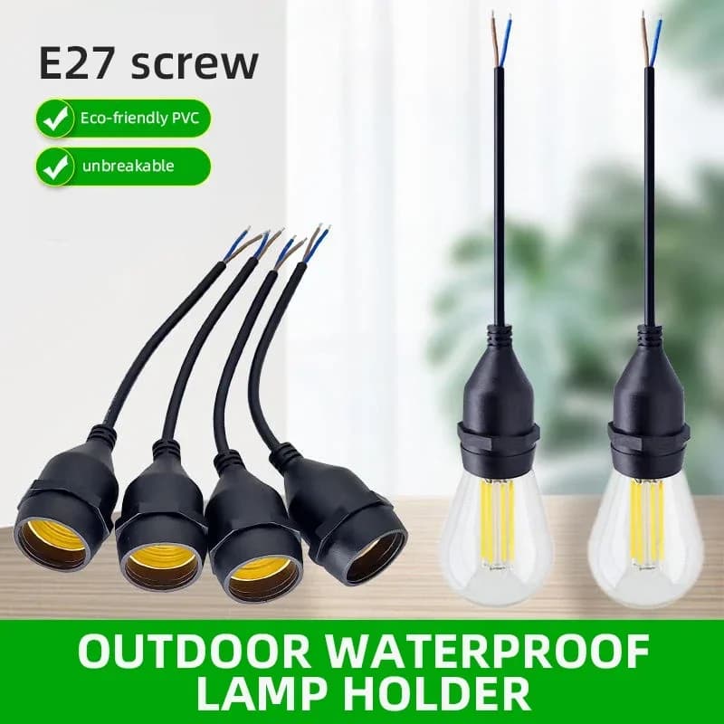 Universal E27 Lamp Head Power Cord Waterproof IP67 Outdoor Lamp Holder with Wire E27 Screw Thread Pendant Lamp Base Head Cable