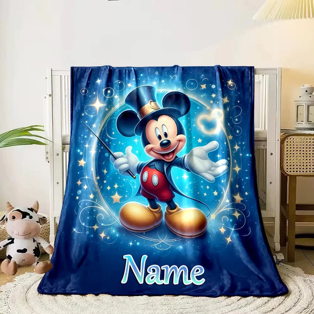 Coperta Personalizzata con Nome, Coperta Disney Mickey Mouse per Divano o Letto, Adatta come Regalo di Compleanno di Lusso