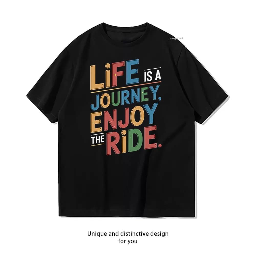 T-shirt Journey to Joy Ride Life T-shirt grafiche in cotone casual Streetwear creativo Camicia classica con scollo a O