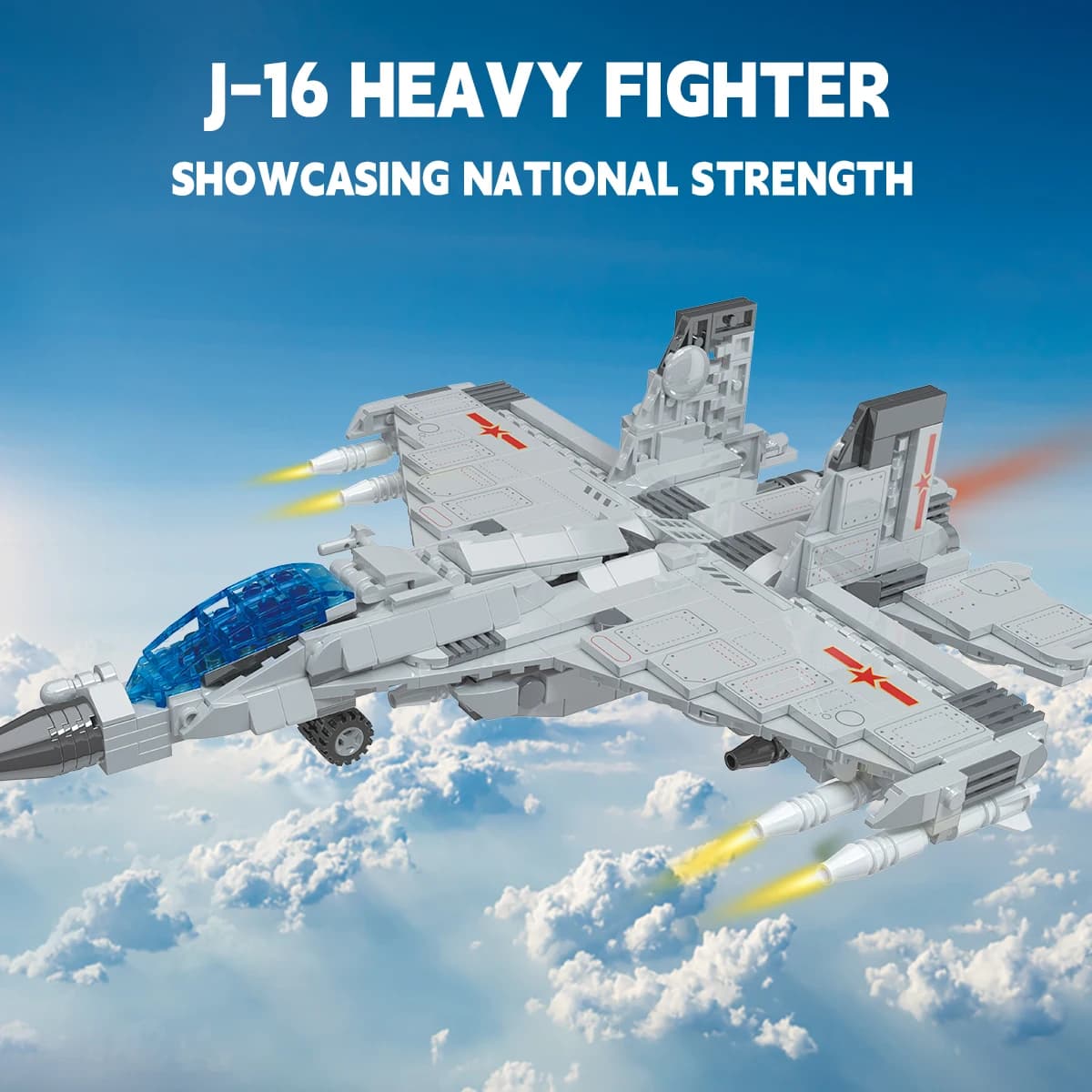 Set di Costruzioni Aereo da Combattimento USA con Minifigure, Kit Educativo di Modellismo Aeronautico ad Alta Simulazione per Bambini e Ragazzi