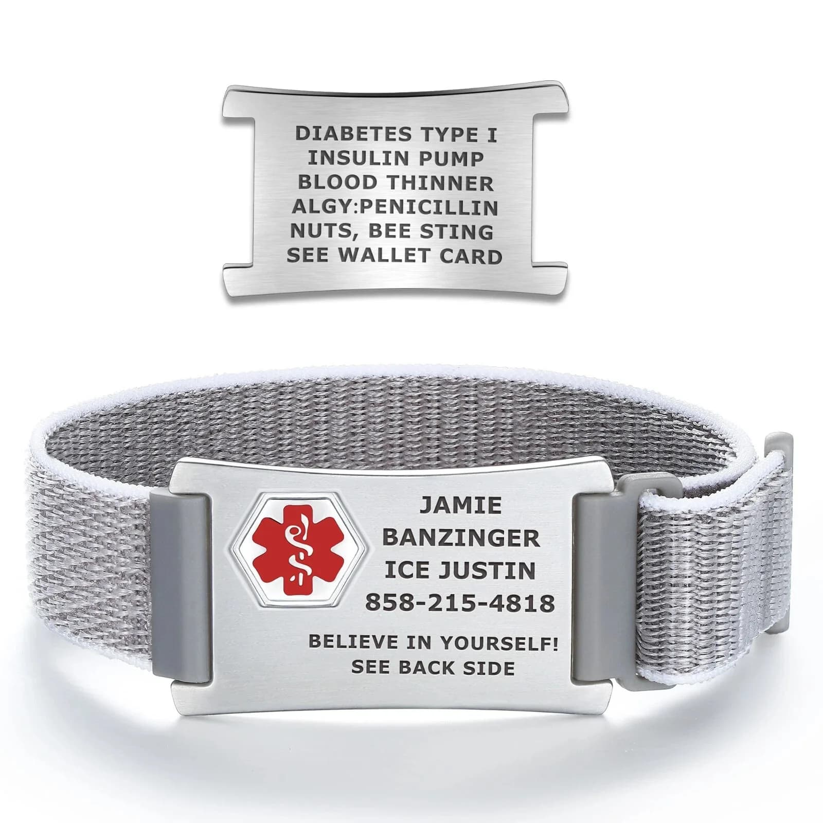 Adjustable Medical Alert ID Bracelets Stainless Steel Emergency First Aid Laser Engraving Health Help Wrist Strap