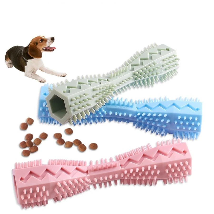 Giocattolo per la dentizione dell'animale domestico Bastone da masticare per cani Bastone per pulire la dentizione del giocattolo alimentare che perde divertente per animali domestici resistente ai morsi