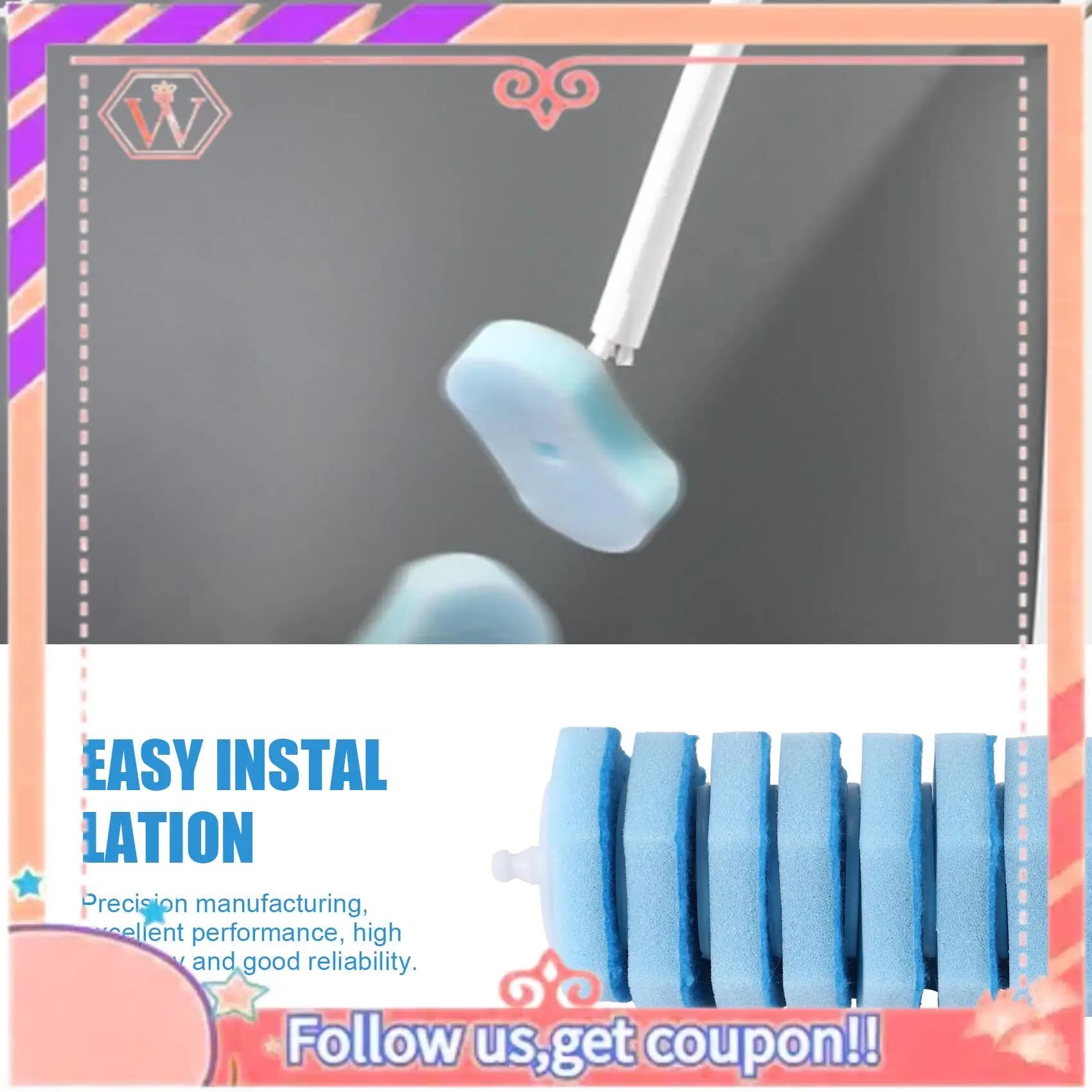 Sostituzione del bastoncino per WC aggiornata da 50 pezzi, scopino per WC usa e getta di ricambio per detergente per WC per Clorox