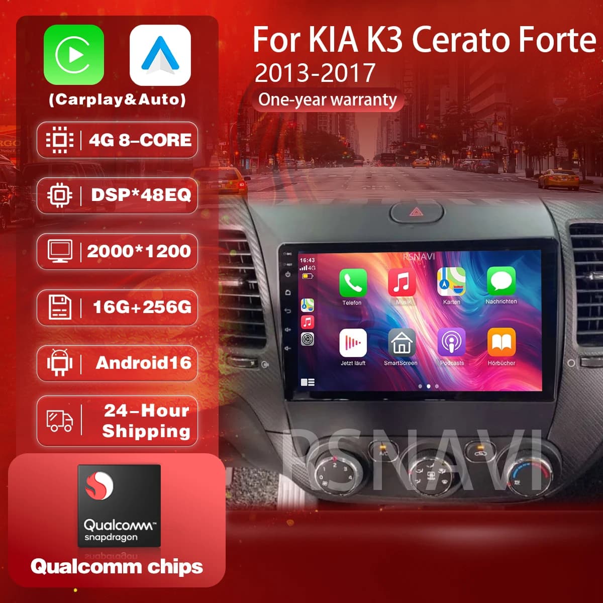 Plug and Play Android 16 Carplay Auto Qualcomm Screen Car Radio Player For KIA Carnival 2014-2020 GPS Multimedia BT Stereo DSP