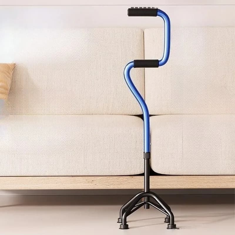 Aluminum Alloy Senior Walking Sticks Light Portable Anti-slip Trekking Sticks Quad Stick Anti-slip Handle Adjustable Height