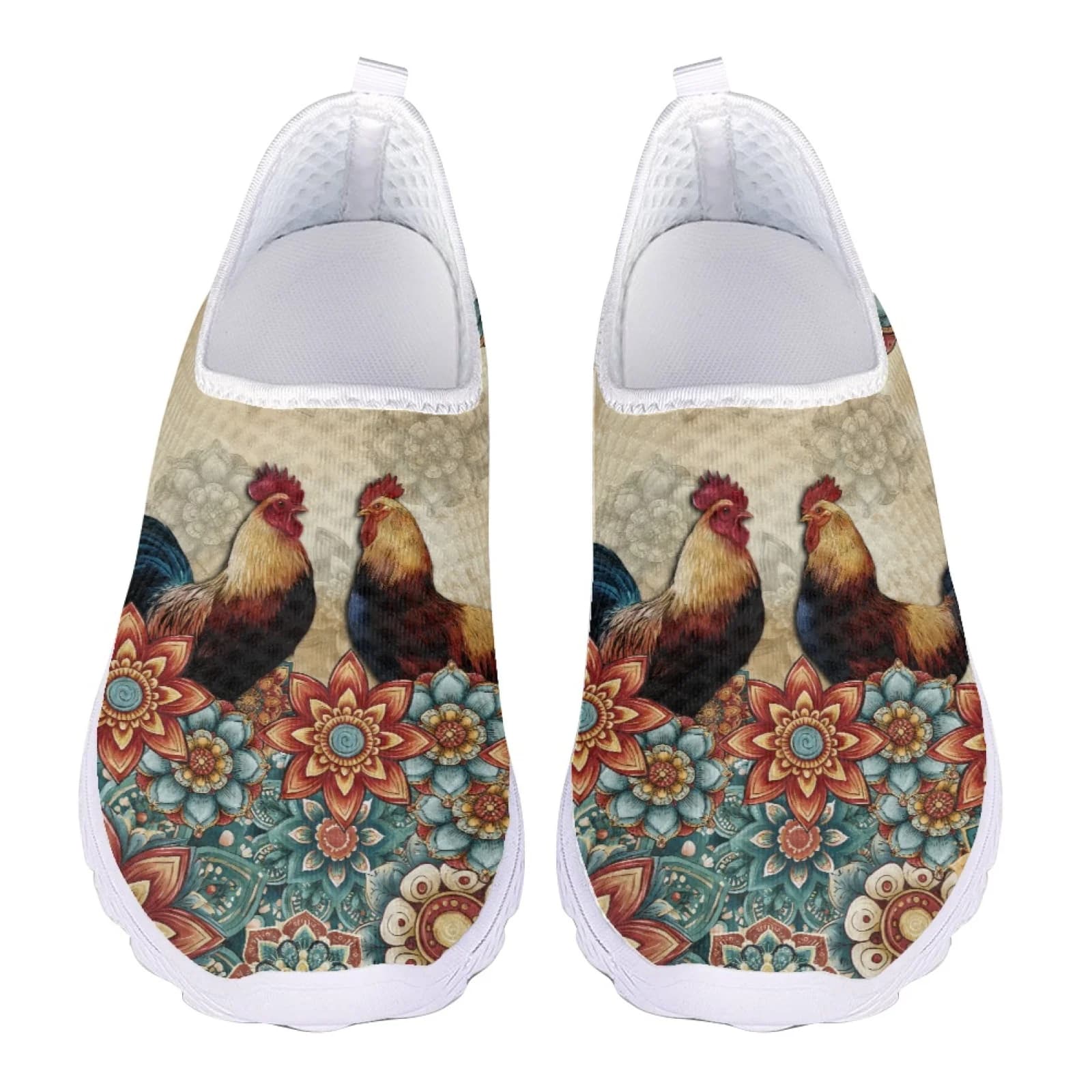 Mocassini da donna con stampa gallo gallo Sneakers da donna Slip On Flats Scarpe casual da donna estive in rete femminile Scarpe da spiaggia estive