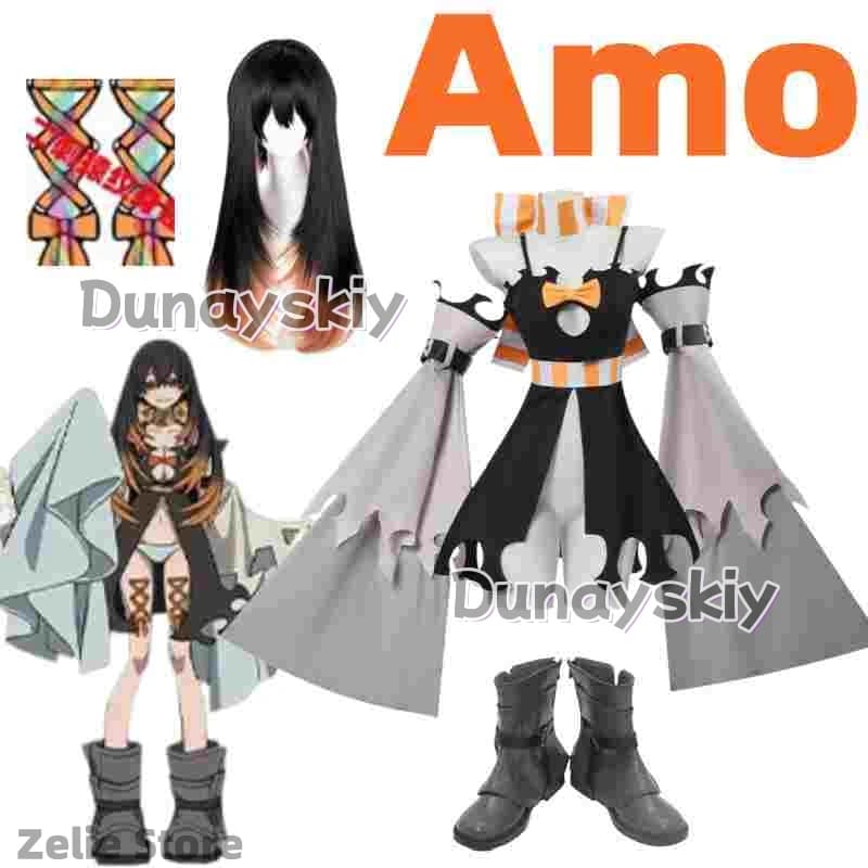 Anime Amo Empool Costume Cosplay Parrucca nera Set completo per donna Vestito da gioco di ruolo con accessori Festa a tema