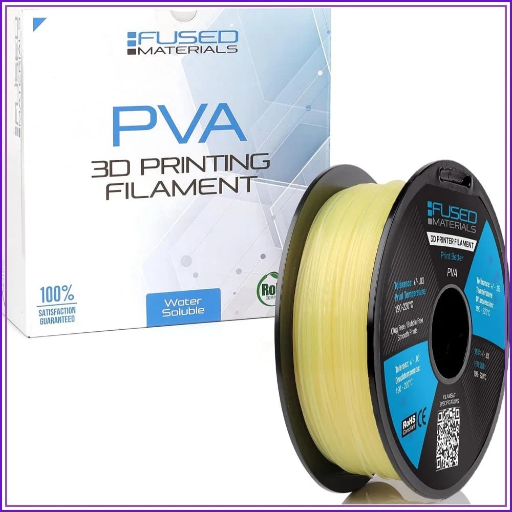 Water-Soluble PVA Filament 1.75mm – Support Material for 3D Printing, Compatible with PLA, PETG, Nylon, ABS, Clear