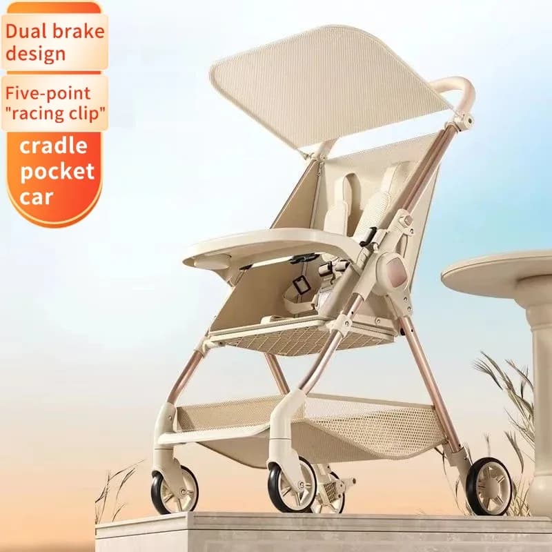 Passeggino portatile leggero Carrello tascabile da viaggio pieghevole con un clic per sedersi sdraiati e camminare