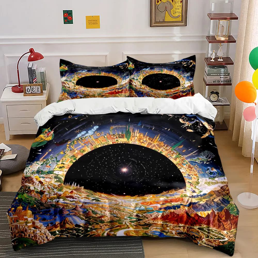 Set di biancheria da letto Fantasy Landscape Art Decoration con 1 copripiumino, 2 federe, singolo, matrimoniale, king, queen, regalo
