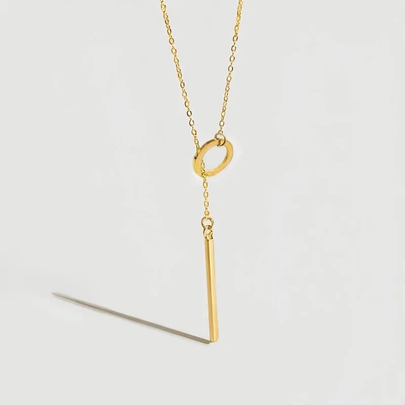 Huitan Minimalist Circle Bar Pendant Necklace for Women 304 Stainless Steel Luxury Accessories Novel Stylish Jewelry for Party
