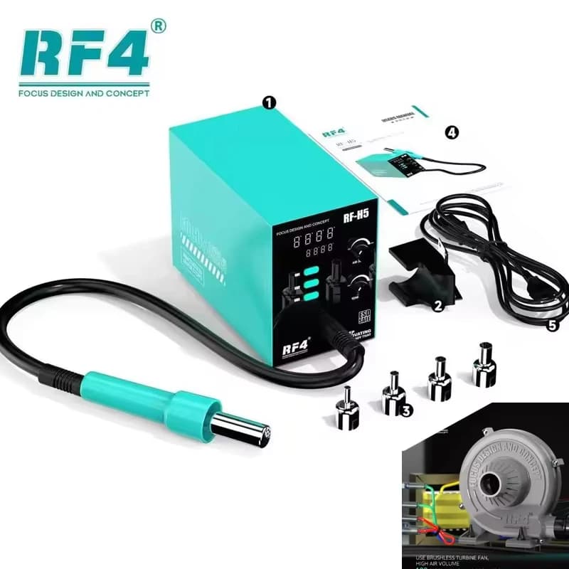 Tavolo per saldatura con pistola termica con display digitale RF4 Tavolo per saldatura BGA con rilavorazione da 800 W 220 V/110 V adatto per riparazione di saldatura di telefoni cellulariRF-H5