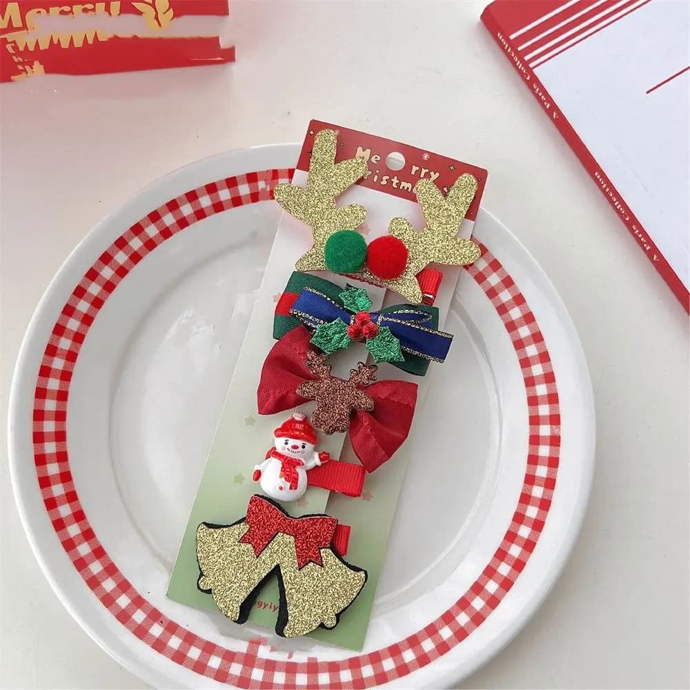 Merry Christmas Decor Christmas Hairpin Set Deer Horn Sequin Children Antler Hair Clip Kids Gifts Christmas Tree