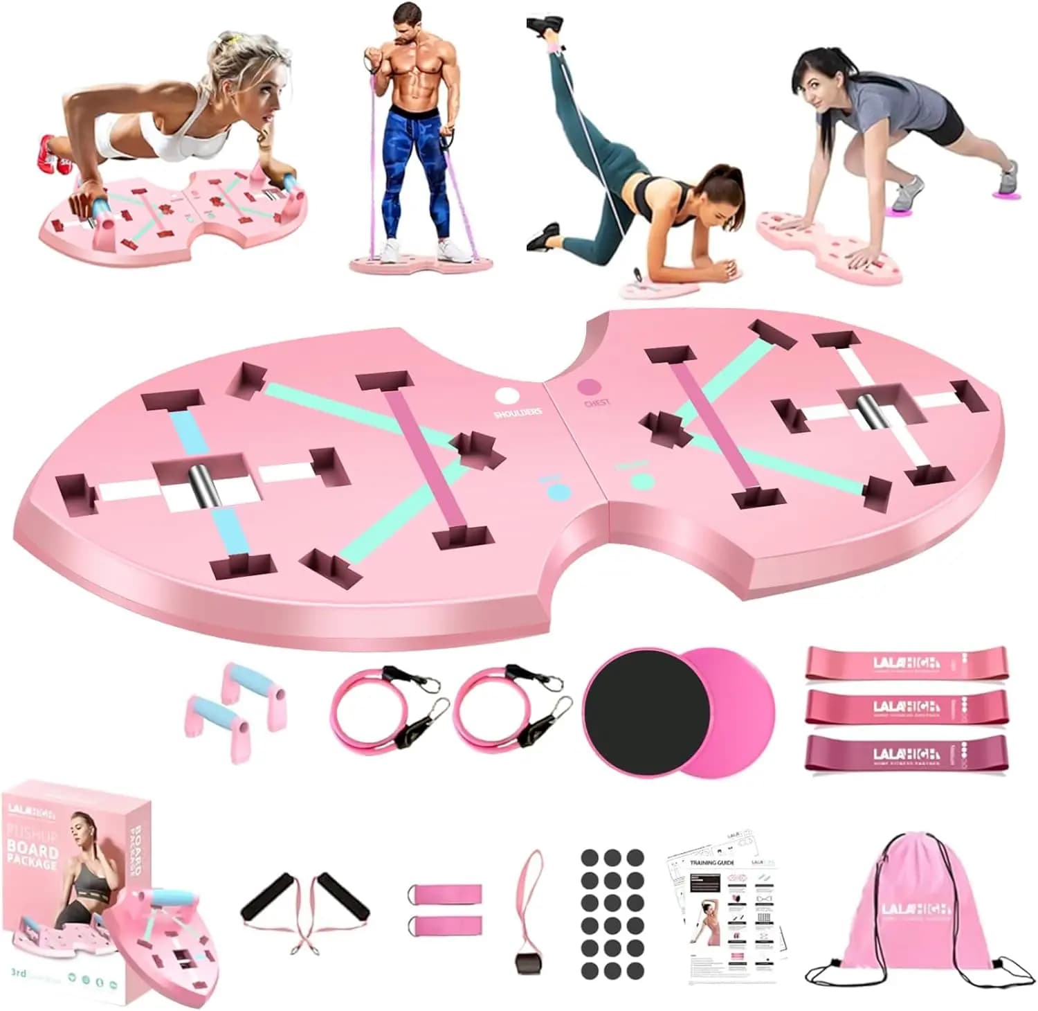 Attrezzatura da Palestra Pieghevole 36-in-1 con Rullo per Addominali e Bande di Resistenza per Allenamento Completo del Corpo, Blu