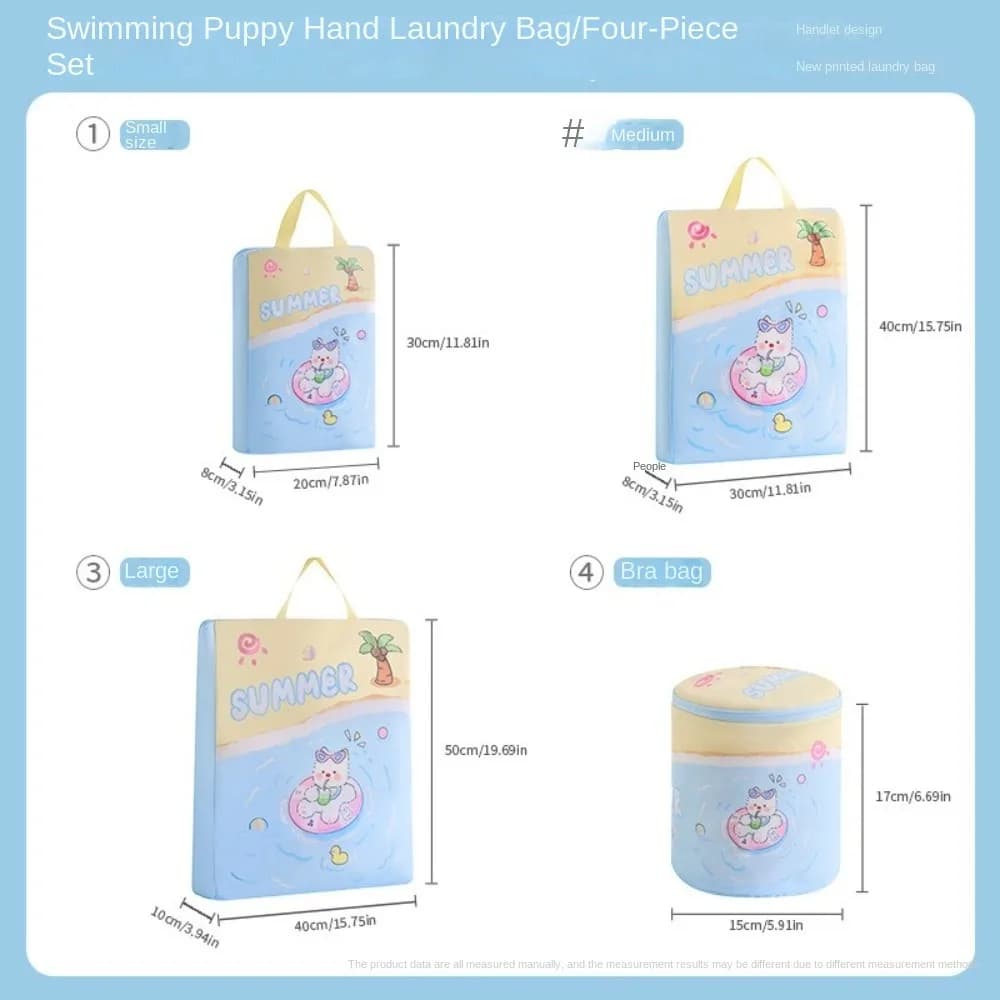 Nice cartoon pink car blue puppy bag for underwear storage bag anti-deformation protective bag for washing with breathable handle