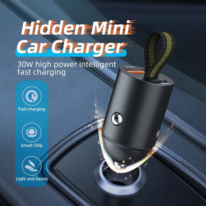 Mini caricabatteria da auto USB tipo C 30W PD ricarica super veloce QC3.0 adattatore per caricabatteria per telefono cellulare per iPhone 16 Xiaomi 15 ricarica rapida