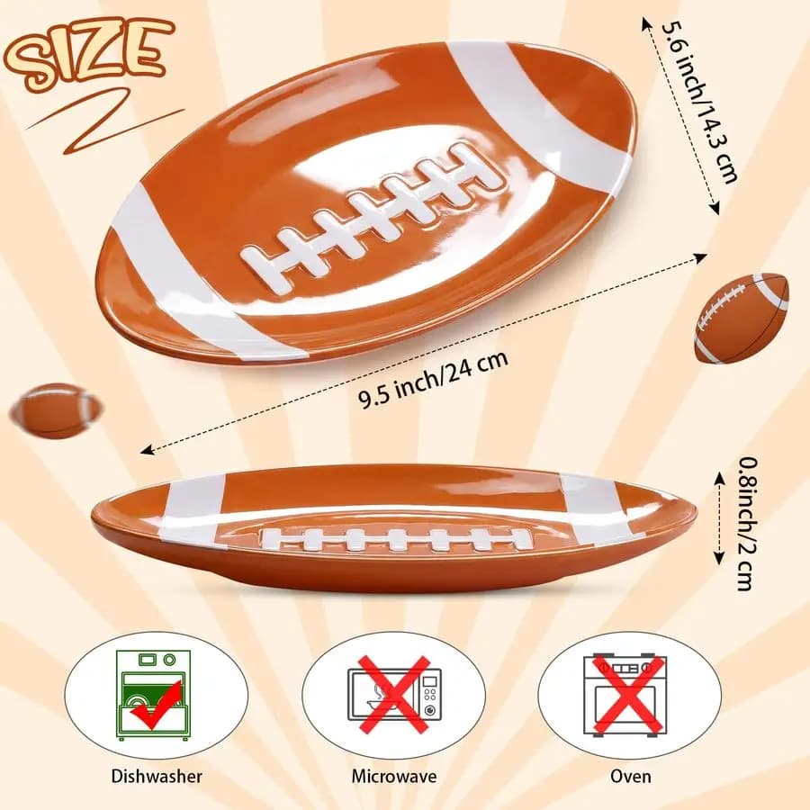 Set di 8 Piatti a Forma di Pallone da Calcio in Melamina, Piatti Riutilizzabili per Feste, per Snack, Biscotti, Dessert, Lavabili in Lavastoviglie