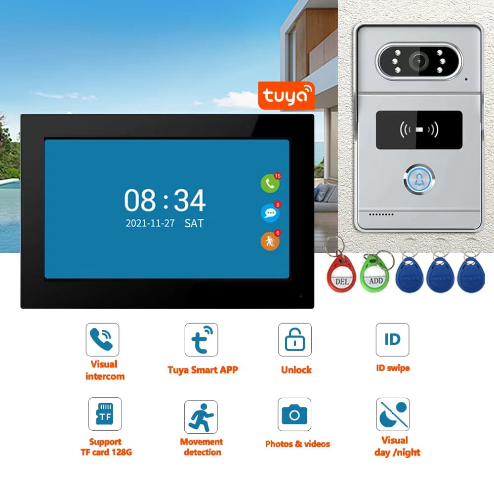 Videocitofono wireless WiFi Videocitofono citofono 1080P Videocitofono touch screen da 7 pollici