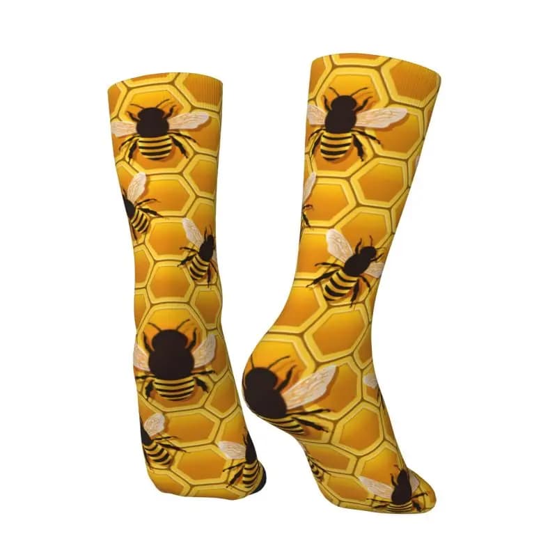 Elegant men's socks with honeycomb pattern, personalized novelty, warm and comfortable unisex socks with 3D print
