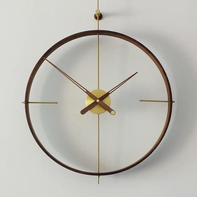 &c Nordic Modern Spanish Wall Clock Fashionable Minimalist Personalized Walnut Wood Frame for Living Room
