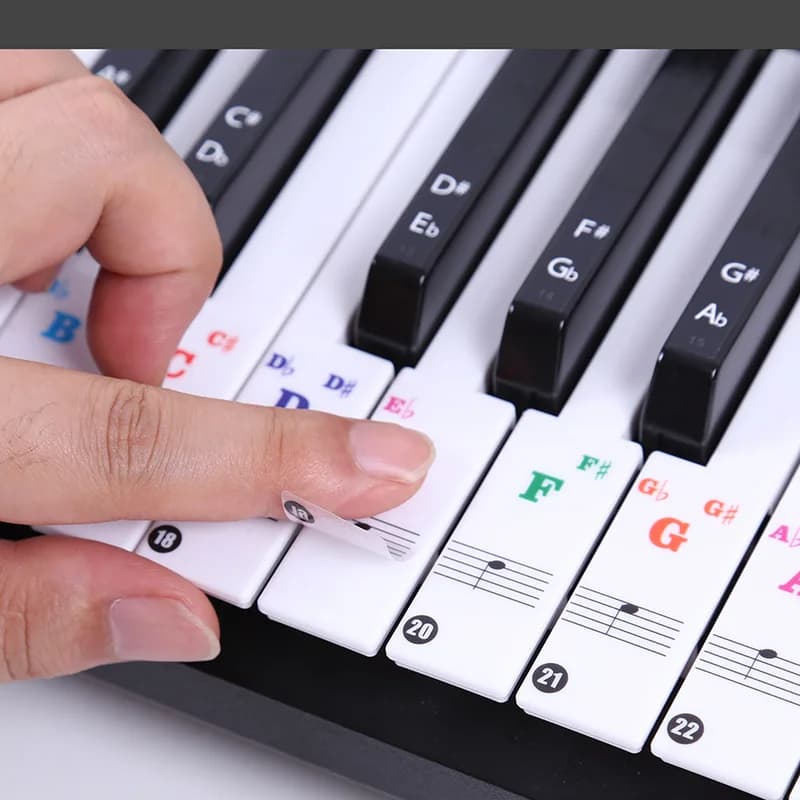 Transparent piano keyboard stickers 49/54/61/88 detachable buttons musical decals note symbol sticker electronic piano spectrum