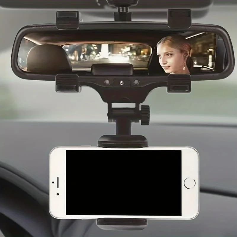Supporto per cellulare da specchietto retrovisore per auto, supporto per navigatore GPS per smartphone 360 ° Supporto regolabile per telefono da auto