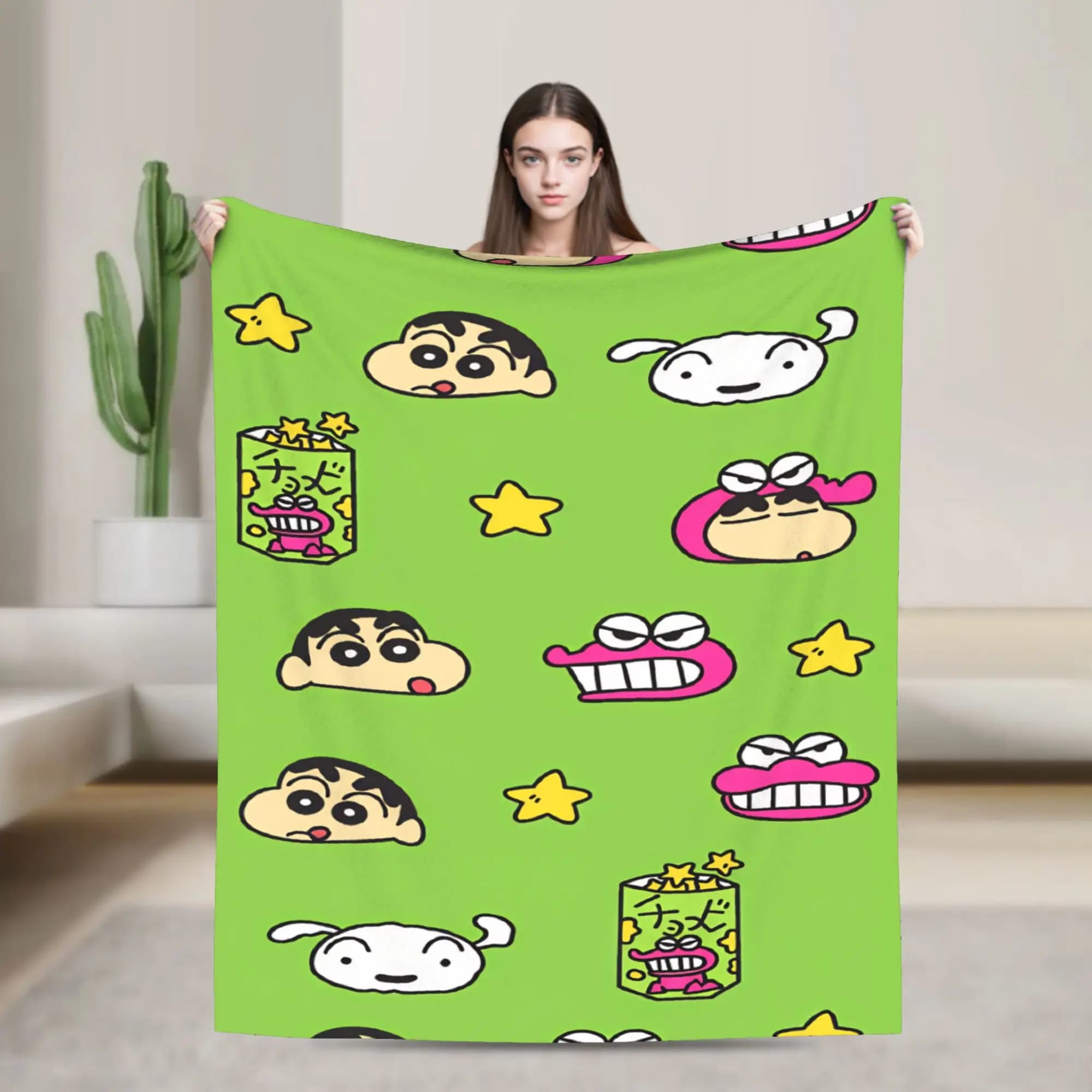 Super Soft Blanket Travel Office Crayon Shin-chan Throw Blanket Flannel Bedspread For Living Room Street Trend Sofa Bed Cover